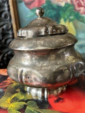 Vintage Silver Tone Lidded Sugar and Trinket Jar